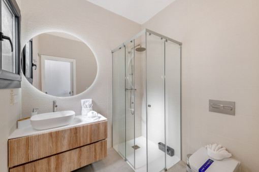 Modernes Badezimmer en Suite mit begehbarer Dusche