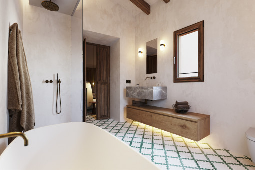 Badezimmer en Suite Masterschlafzimmer