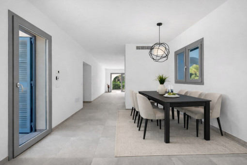 Essbereich mit Ausgang zum Pool - animiert