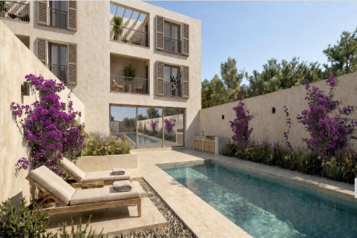 Mediterranes Neubau-Stadthaus mit Pool in Santanyi