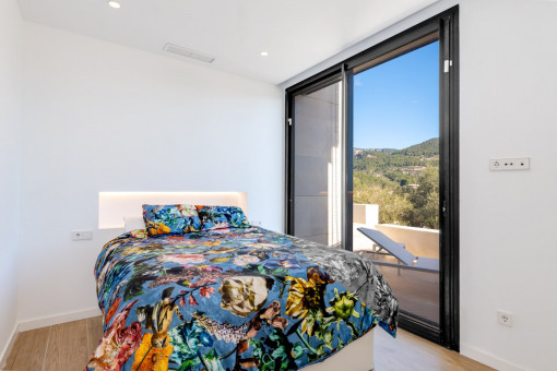 Bright bedroom with views