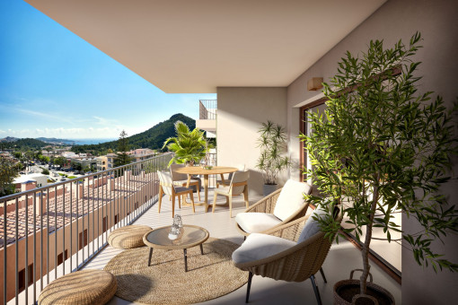 Exklusive Neubau Anlage: Design  Apartment im 1. Stock mit schönem Blick auf Bucht in Capdepera mit Fertigstellung Ende 2027