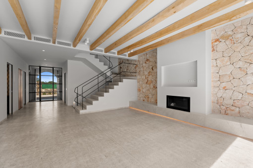 Wohnzimmer mit Kamin