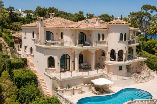 Luxusvilla in erster Meereslinie in Sol de Mallorca mit Pool, Meerblick zur Saisonmiete von September - Juli