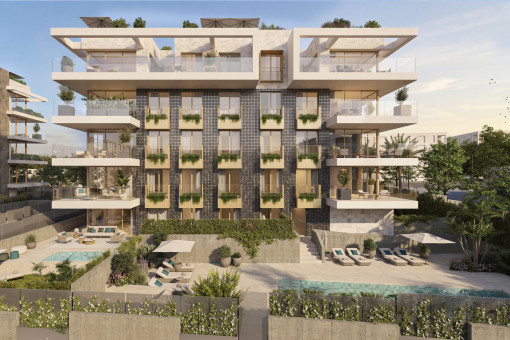 Ansicht des Gebäudes und Pool