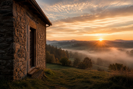 Stimmungsvolle Aussicht über das Anwesen