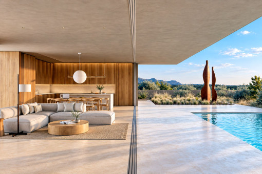Moderne Neubauvilla mit Pool und Wohnen auf einer Ebene in Cala Millor