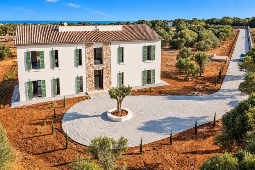 Zufahrt zur Finca mit Olivenbaumrondell