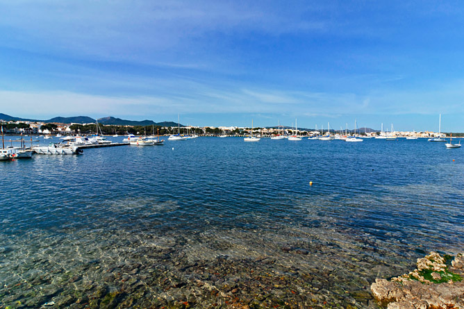 Sailboats in the bay of Port Colom